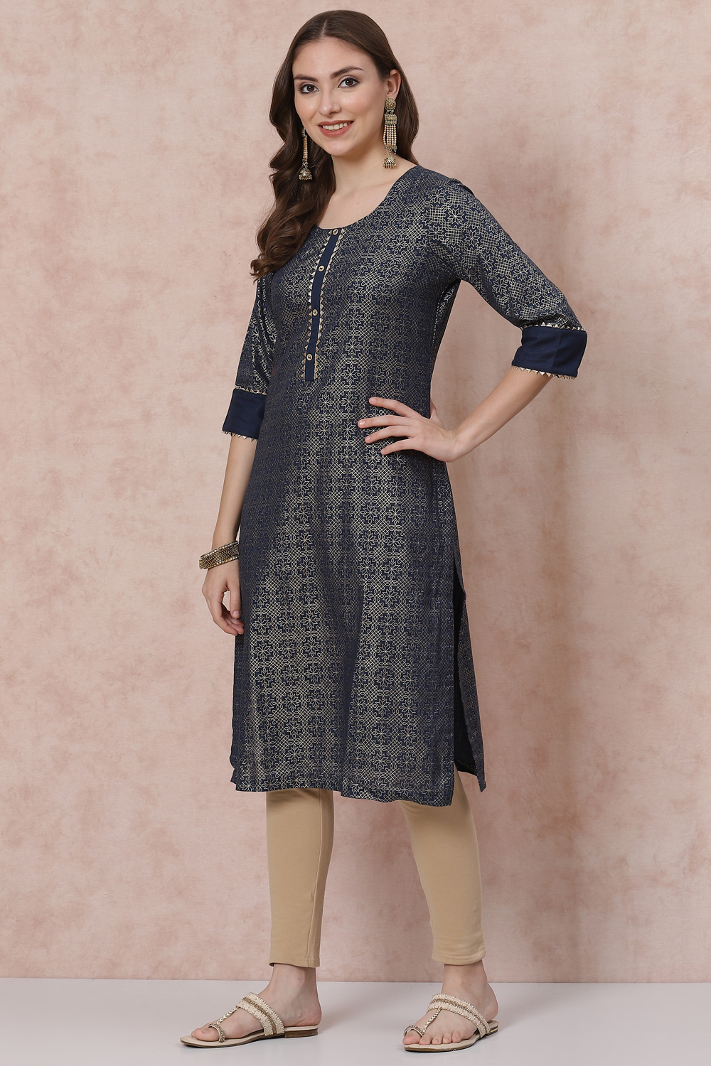 Indigo Art Silk Kurta image number 0